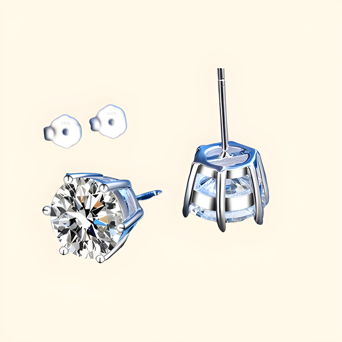 Silver Moissanite Stud Earrings