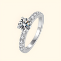 Silver Moissanite Pave Solitaire Ring
